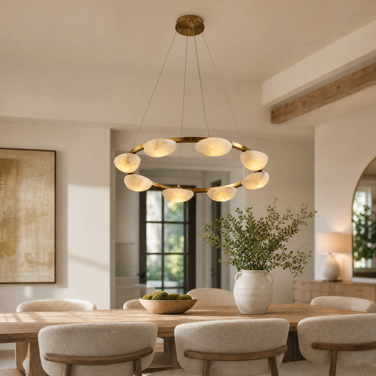 Ciottolo Modern Alabaster Ring Chandelier
