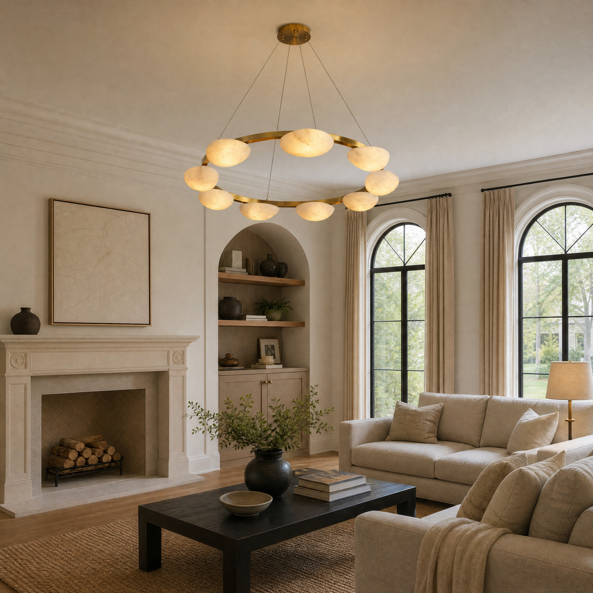 Ciottolo Modern Alabaster Ring Chandelier