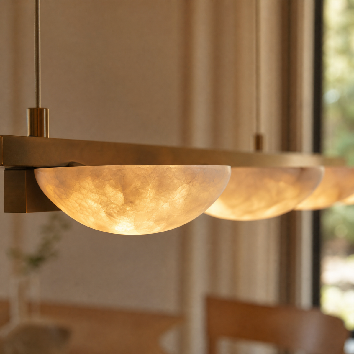 Ciottolo Modern Linear Alabaster Chandelier L47.2"