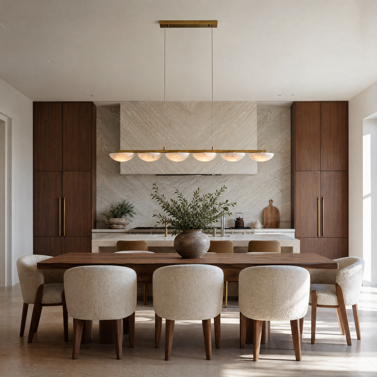 Ciottolo Modern Linear Alabaster Chandelier L47.2"