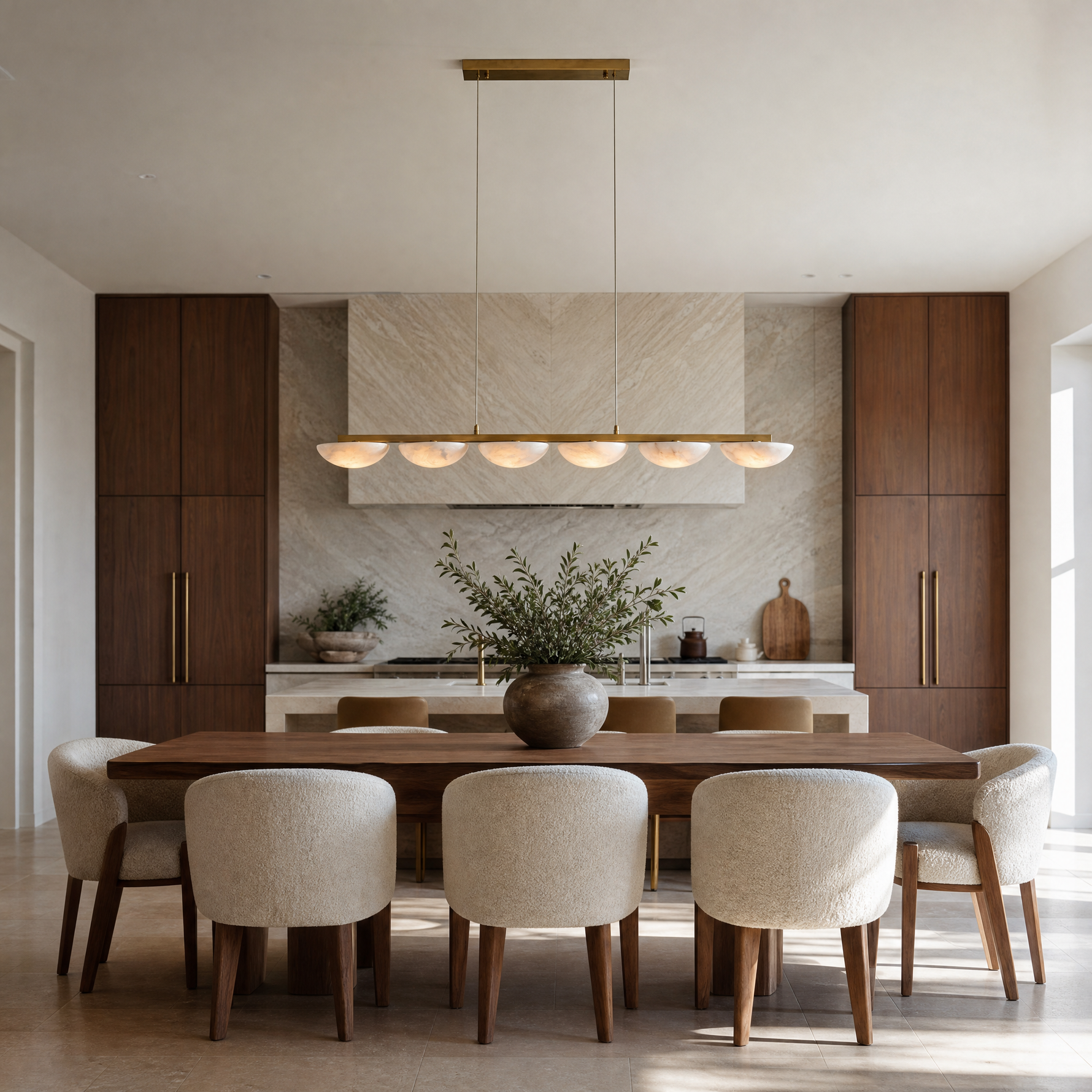 Ciottolo Modern Linear Alabaster Chandelier L47.2"