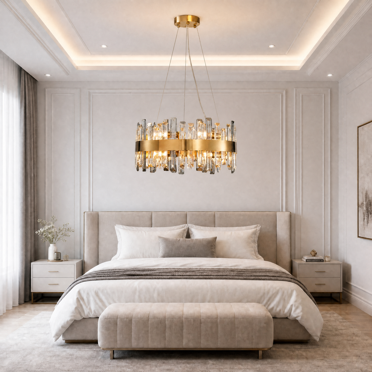 Circular Gold Crystal Island Chandelier-600
