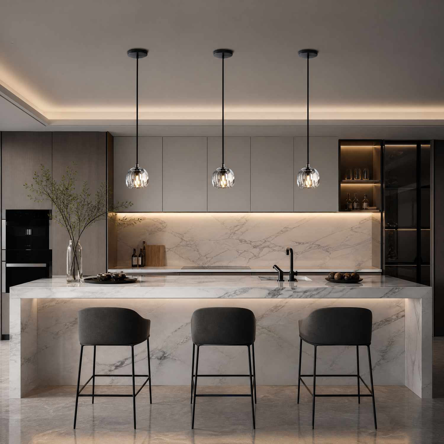 Circular Gold Crystal Island Chandelier-800