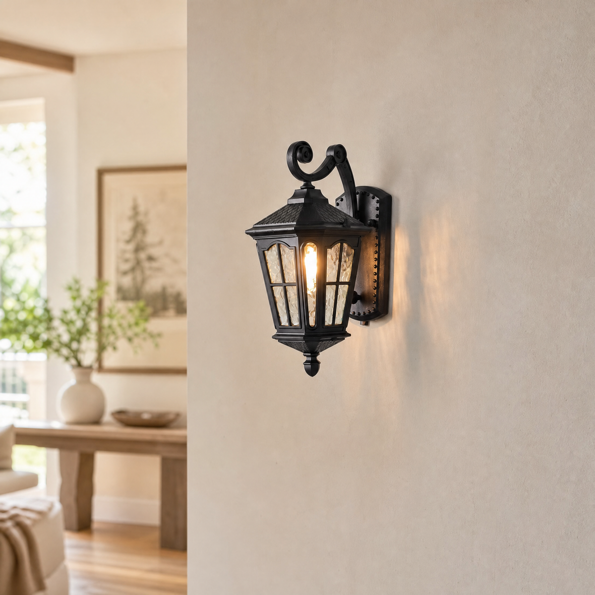 Classic Matte Black Cast Aluminum Outdoor Wall Lantern Sconce