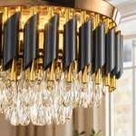 Clear Acrylic Blade Ceiling Fan with Crystal Chandelier