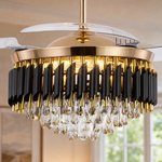 Clear Acrylic Blade Ceiling Fan with Crystal Chandelier