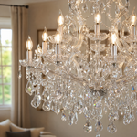 Clear Glass Clip 24-Light Chandelier D90 - Silver