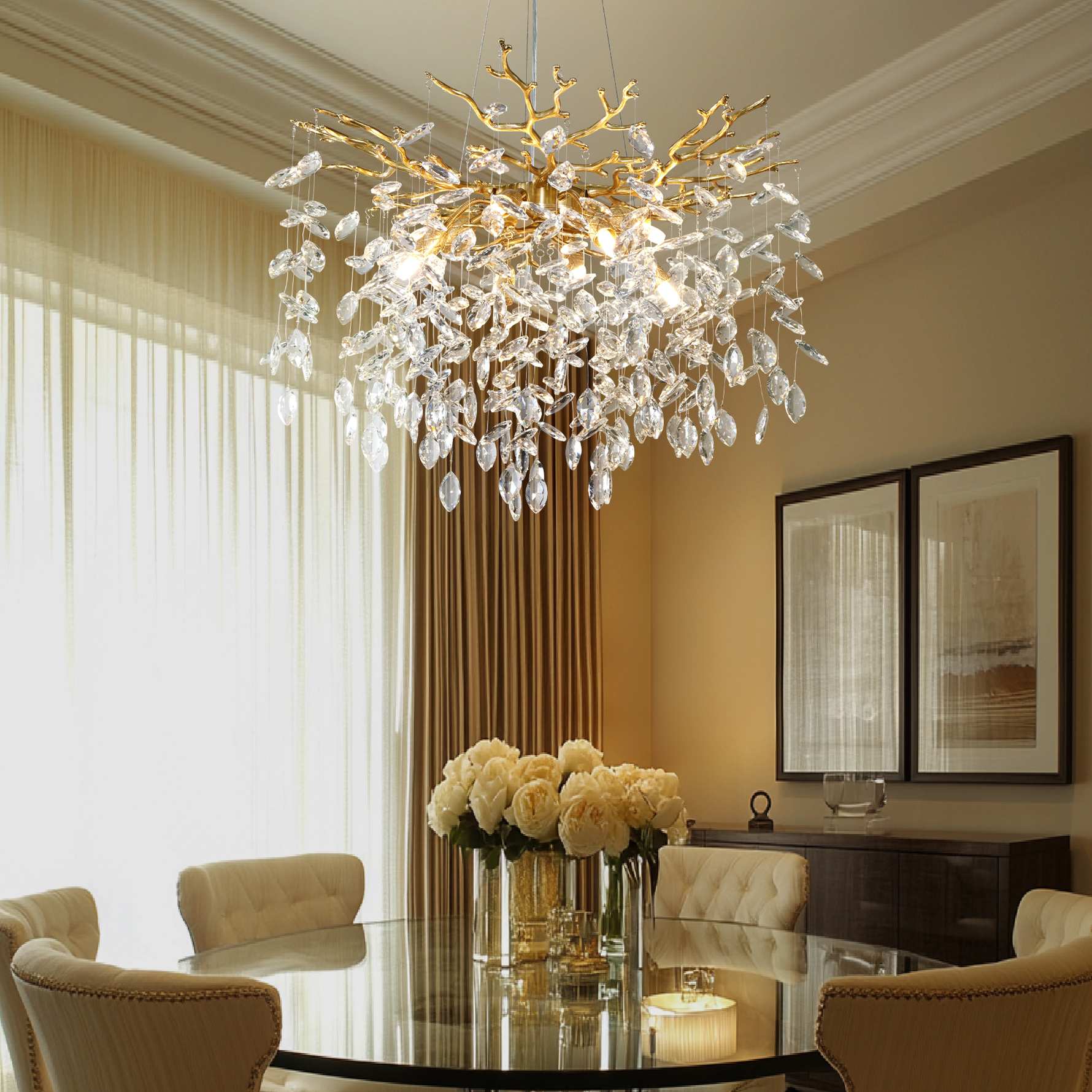 Color-Changing Style - Clear Light Money String Round Pendant 1200 - Gold