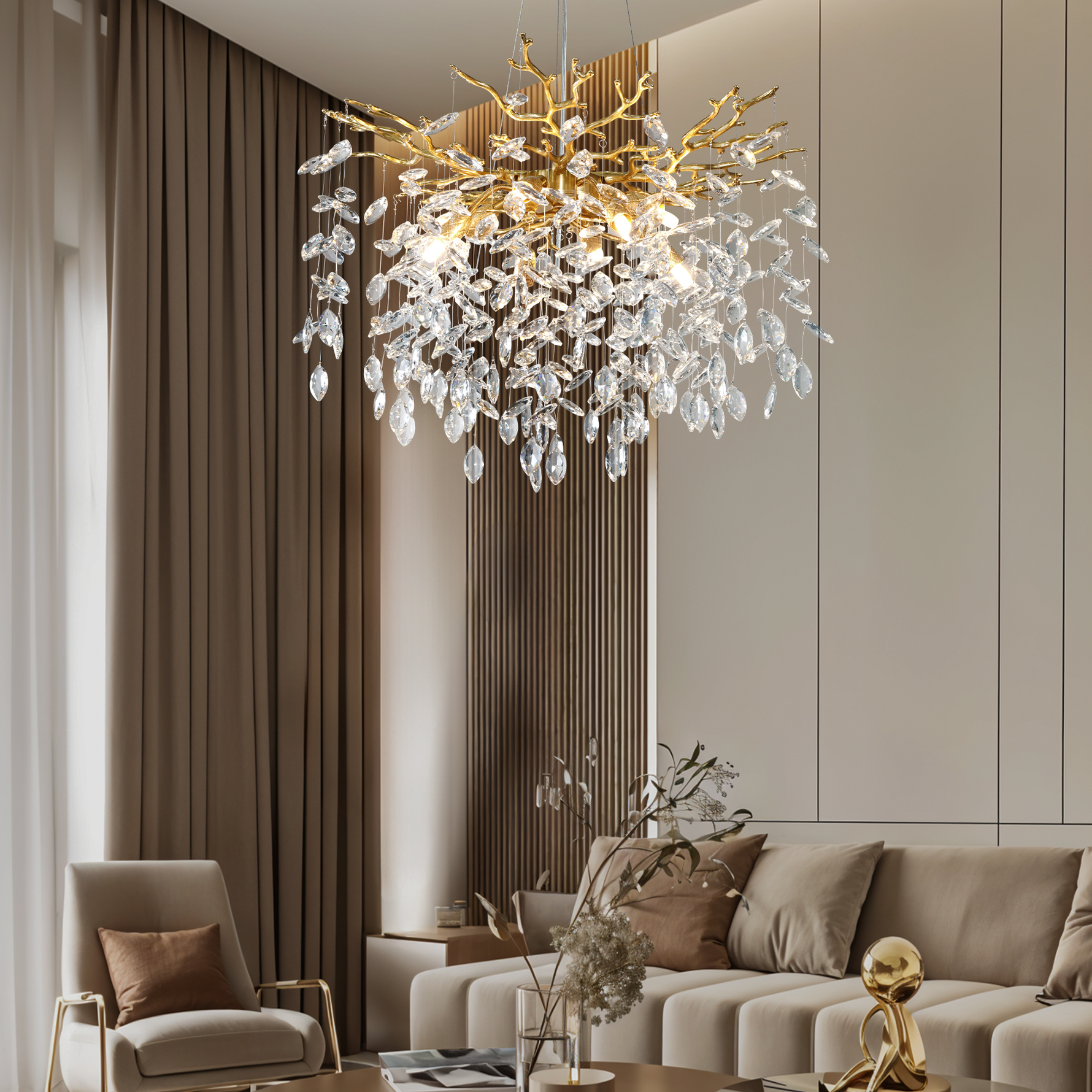Color-Changing Style - Clear Light Money String Round Pendant 1200 - Gold