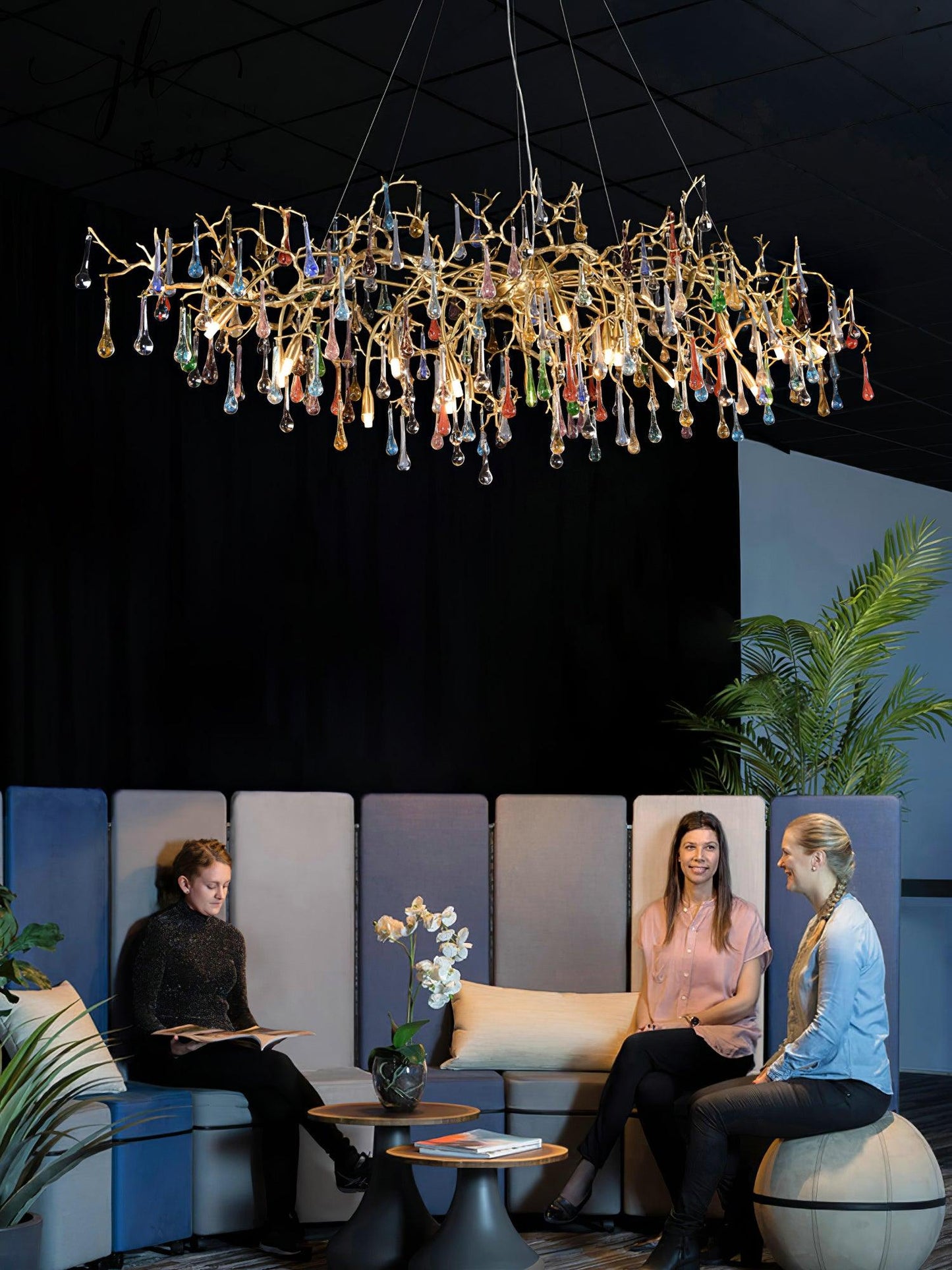 Colorful Raindrop Brass Branch Chandelier - YIOSI