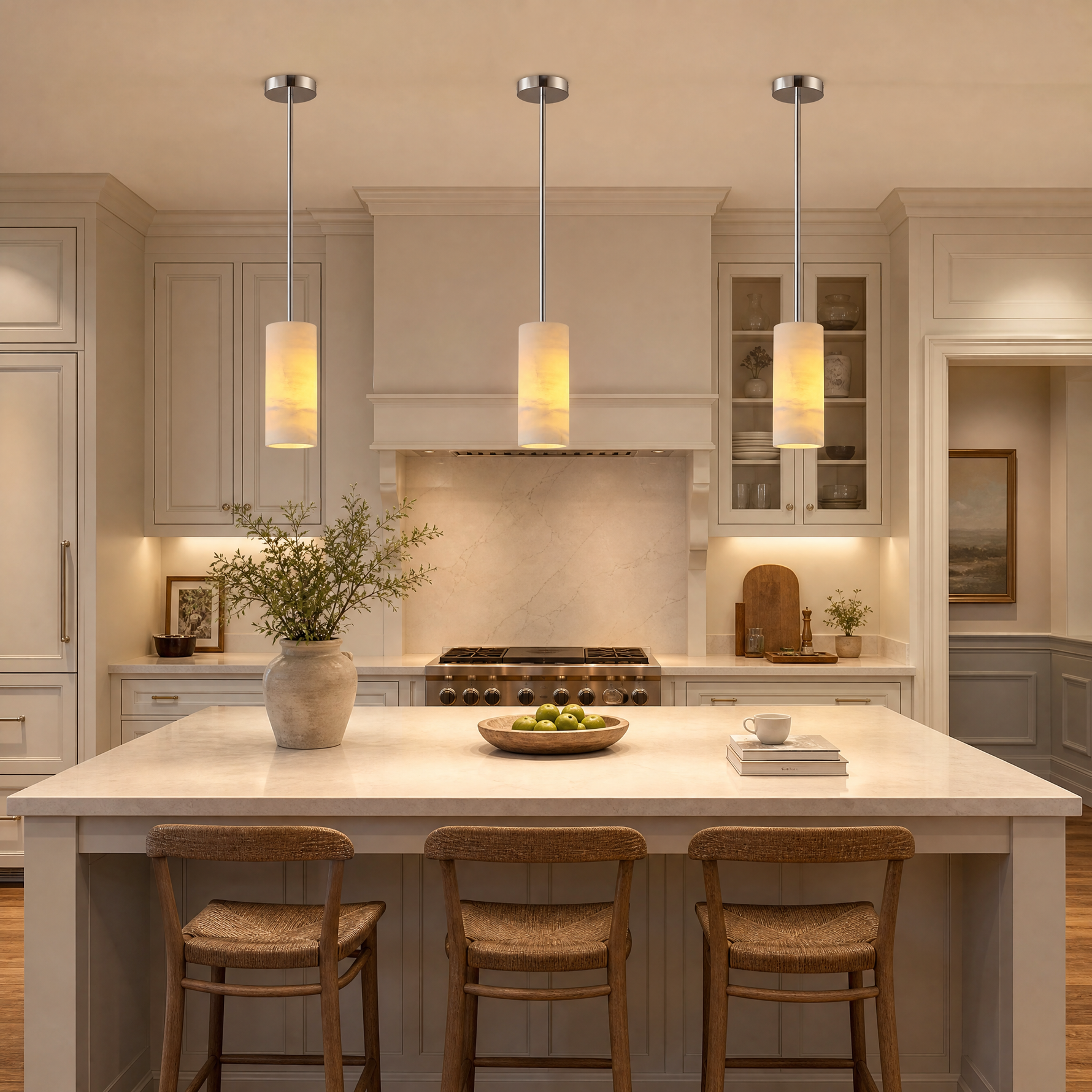 Combined Marble Slice Round Pendant Chandelier Bronze-D20'