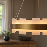 Combined Marble Slice Round Pendant Chandelier Bronze-D20'