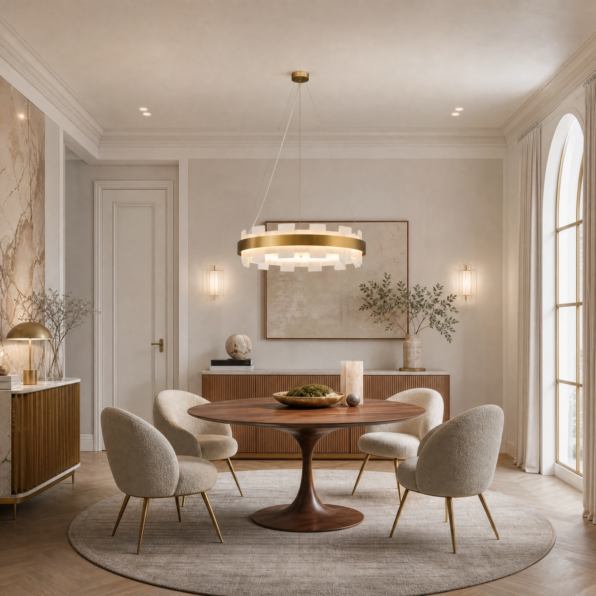 Combined Marble Slice Round Pendant Chandelier Bronze-D20'