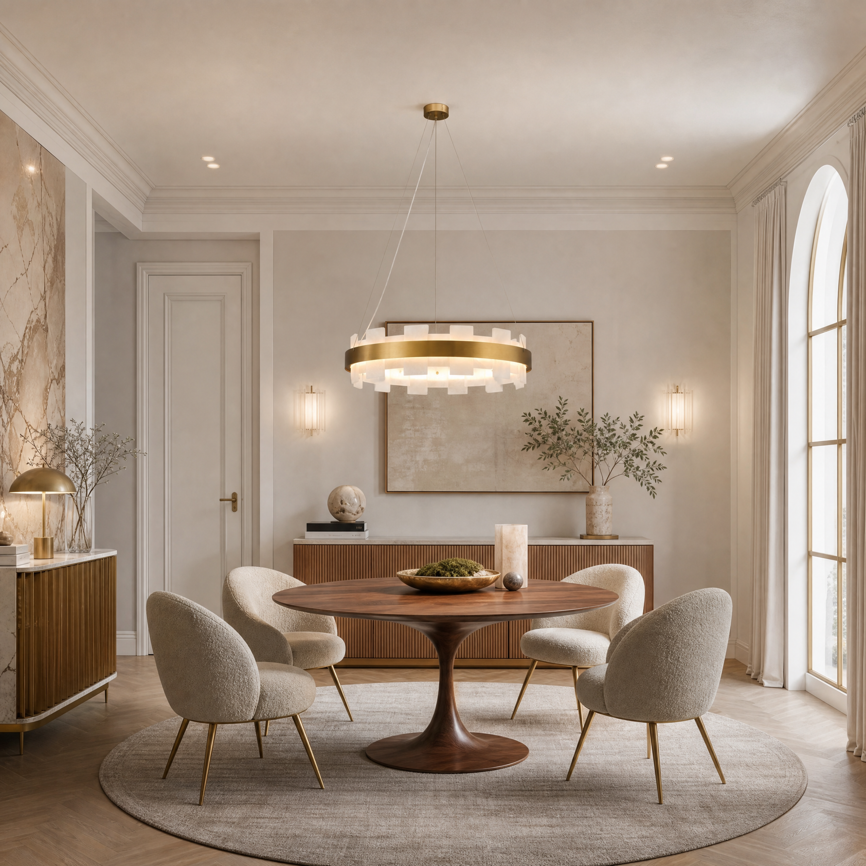 Combined Marble Slice Round Pendant Chandelier Bronze-D20'
