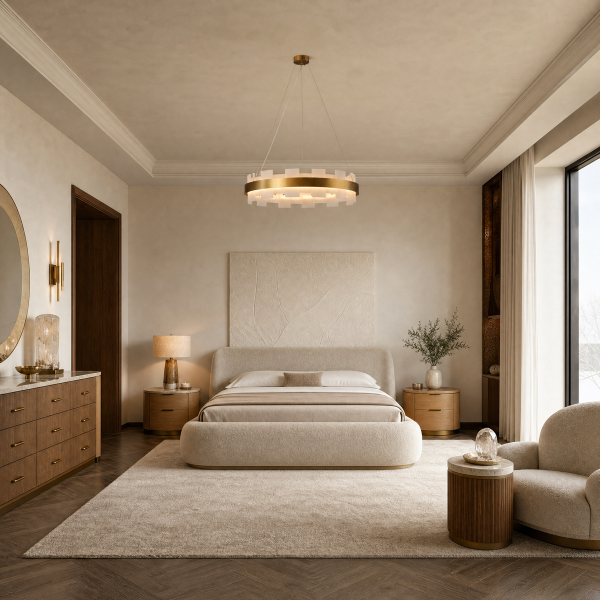 Combined Marble Slice Round Pendant Chandelier Bronze-D20'