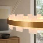 Combined Marble Slice Round Pendant Chandelier Copper-D31'