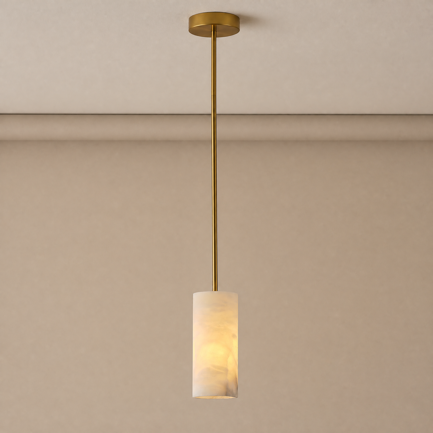 Combined Marble Slice Round Pendant Chandelier Copper-D31'
