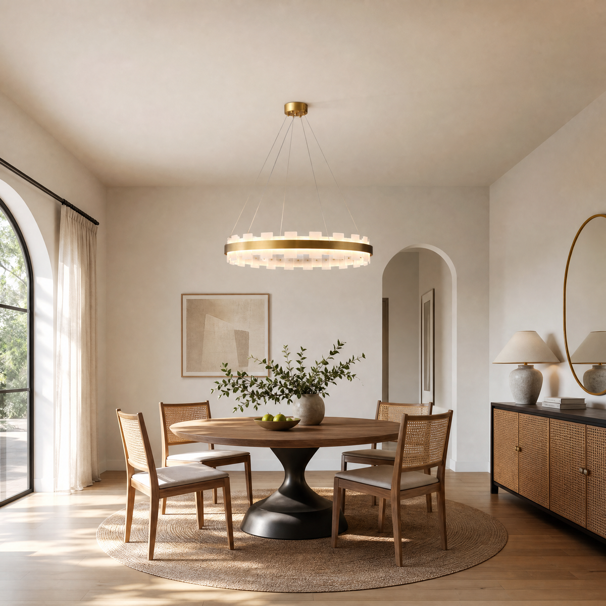 Combined Marble Slice Round Pendant Chandelier Copper-D31'