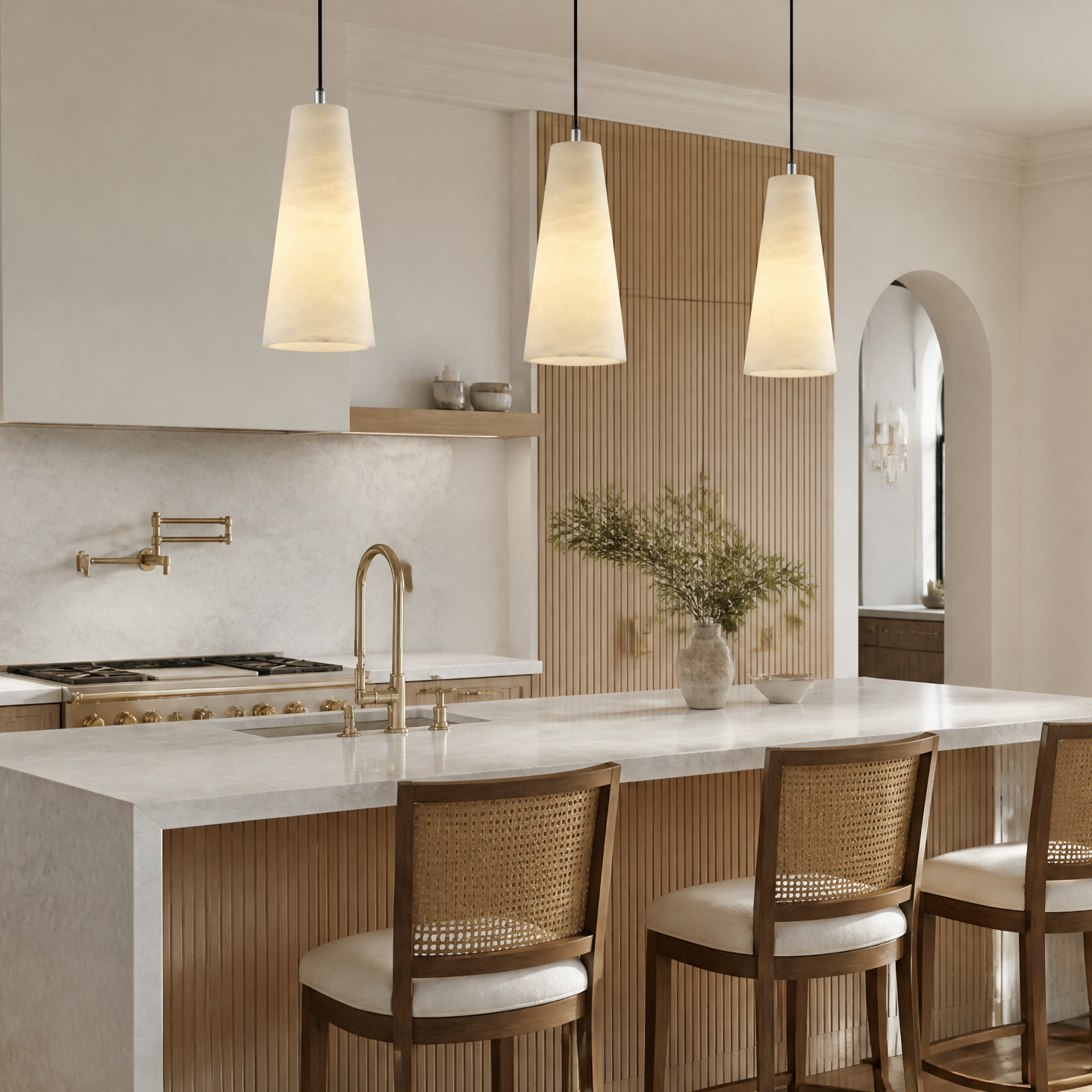 Cone Marble Pendant Single - Nickel