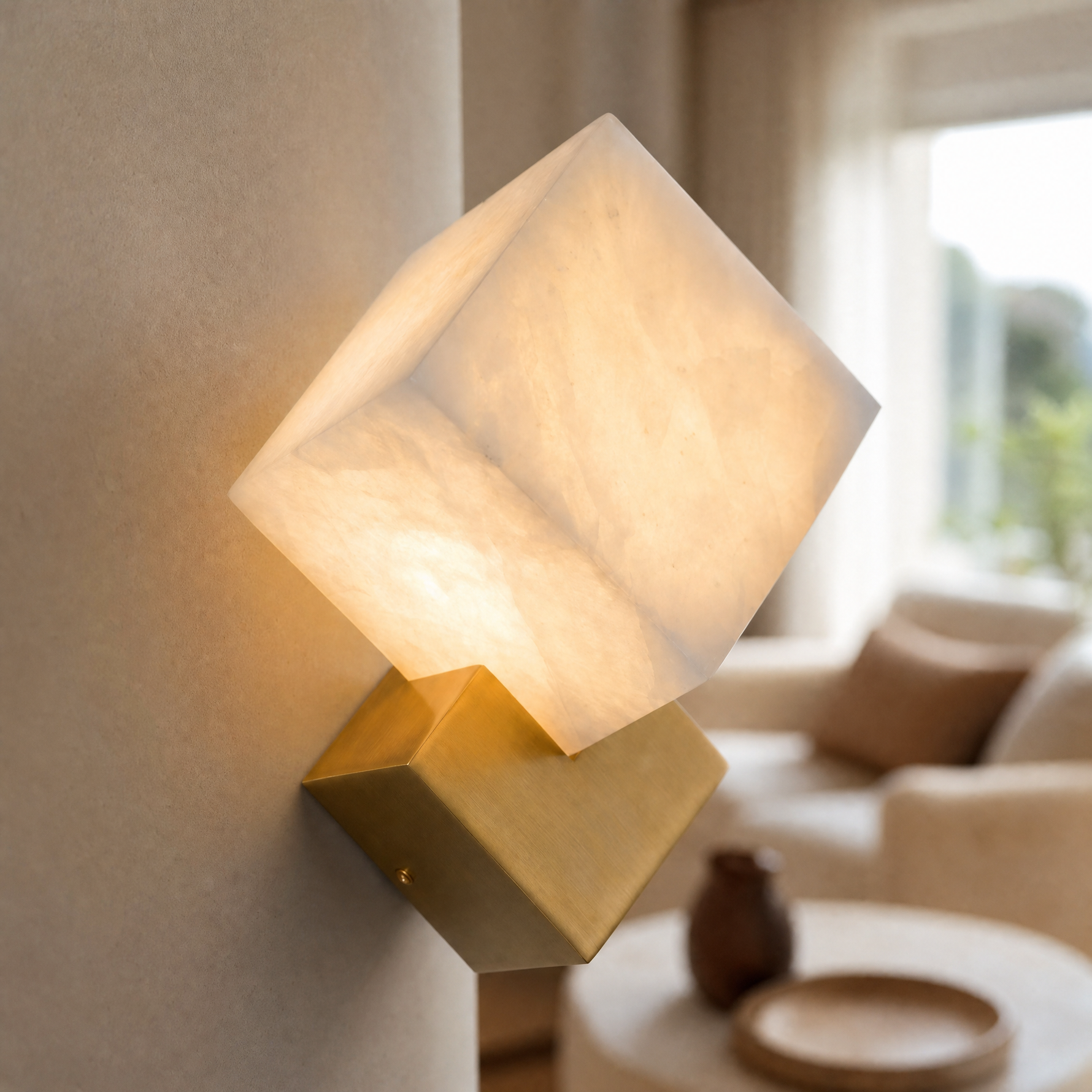 Cornice Square Modern Alabaster Sconce