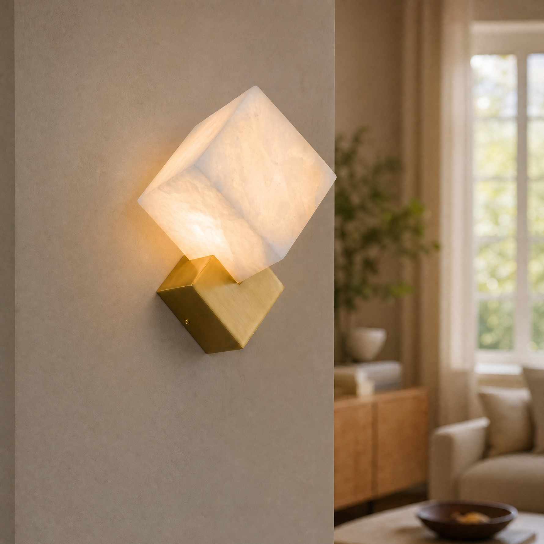 Cornice Square Modern Alabaster Sconce