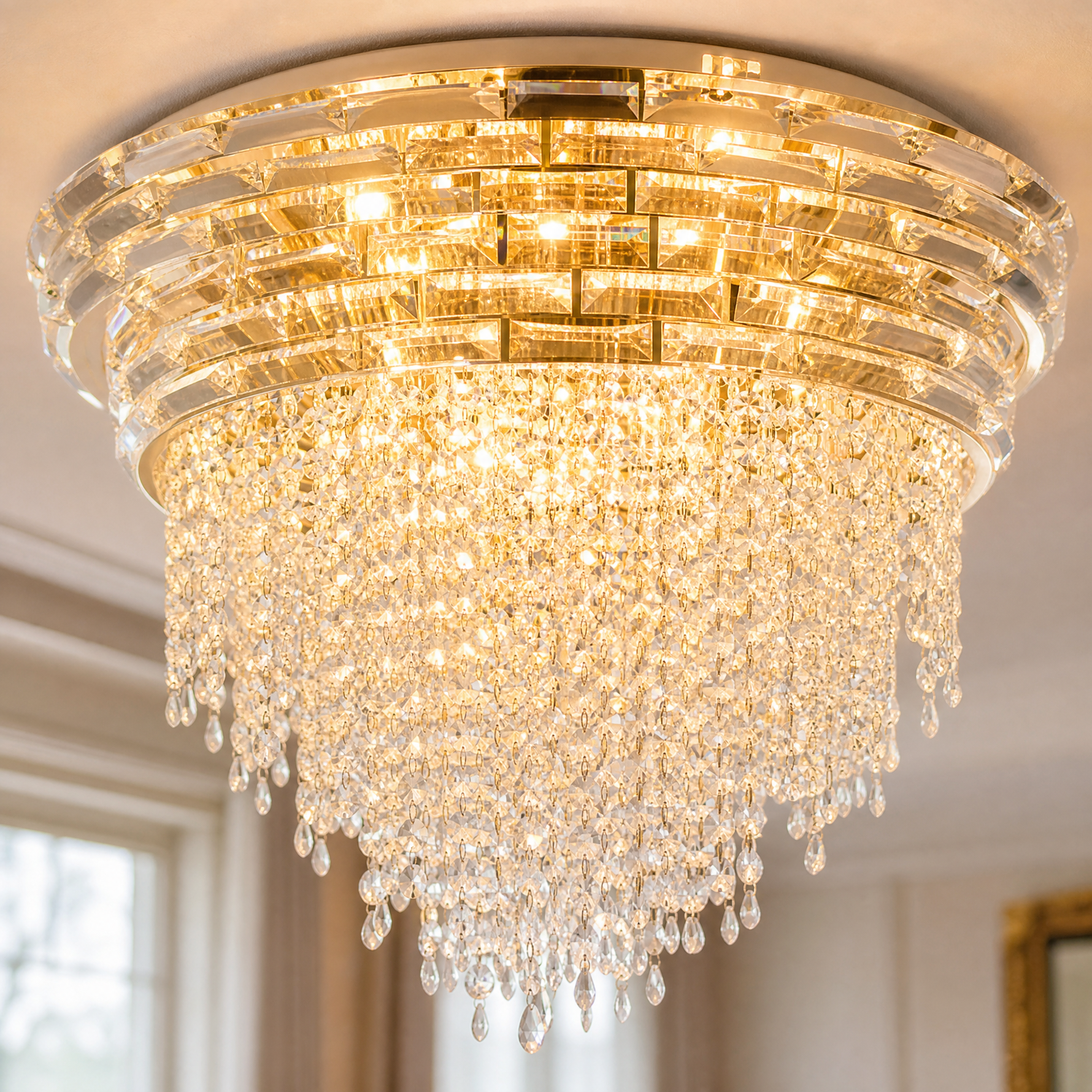 Corona Crystal Flush Pendant Light