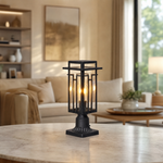 Craftsman Matte Black Iron Cage Outdoor Pier Mount Post Light
