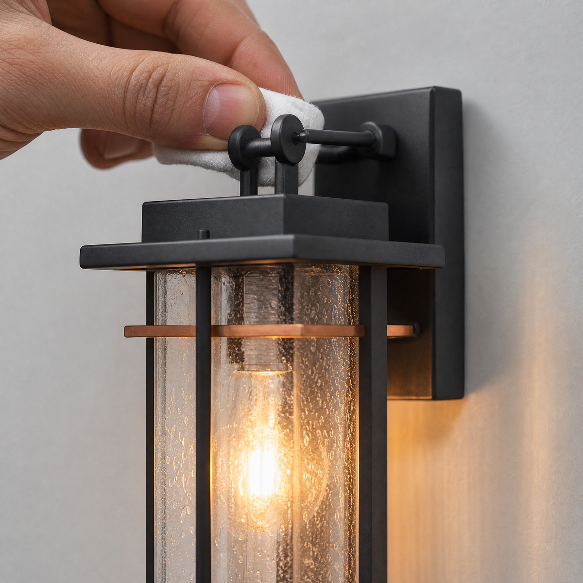 Craftsman Matte Black and Antique Copper Outdoor Wall Lantern