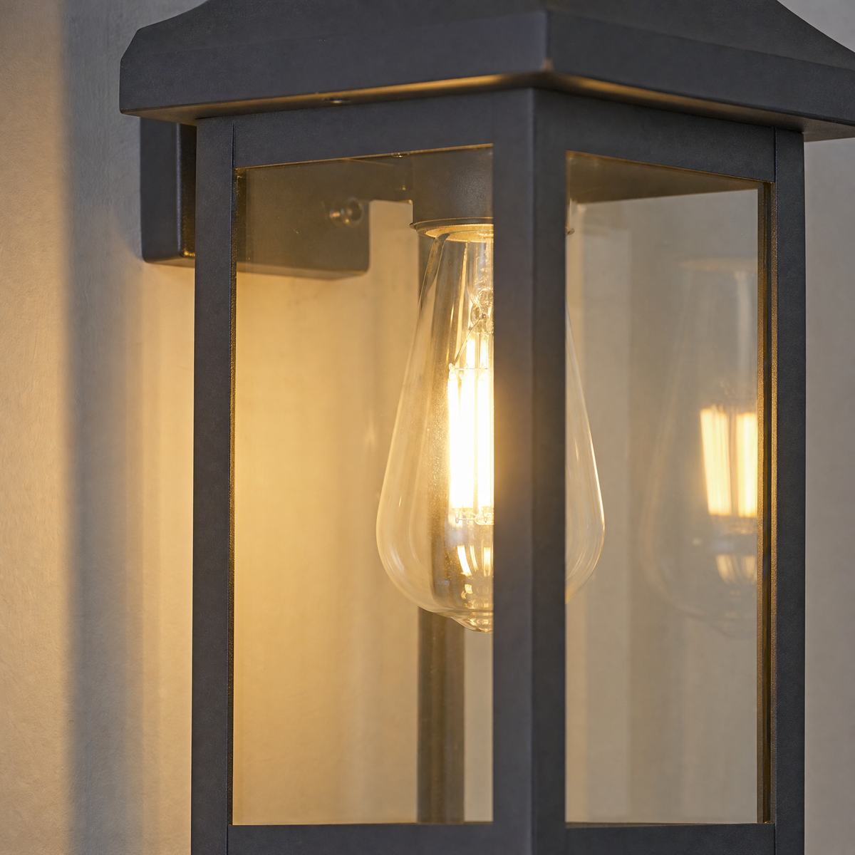 Craftsman Sand Black Steel and Glass Outdoor Wall Lantern