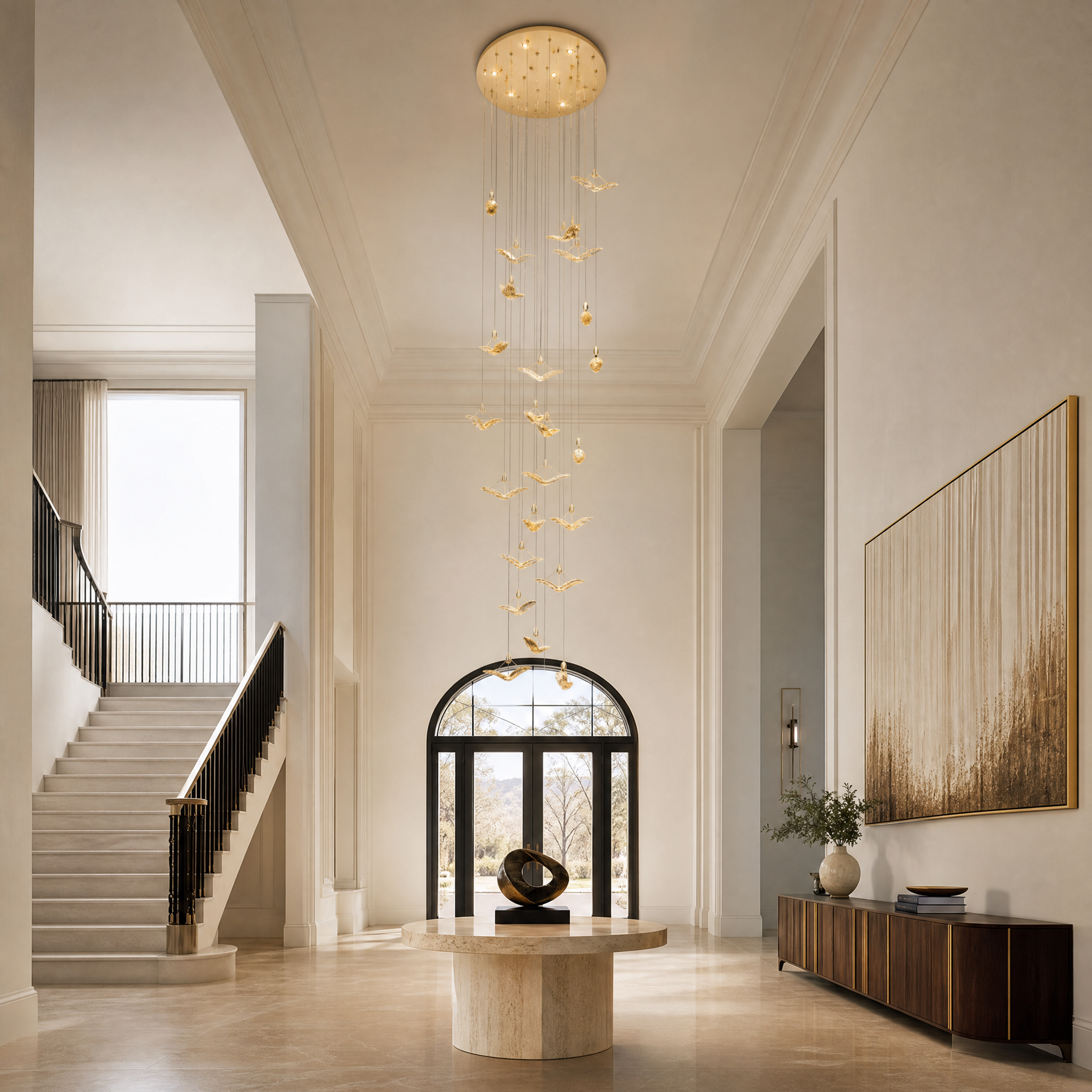 Crane Cascading Handmade Glass Chandelier