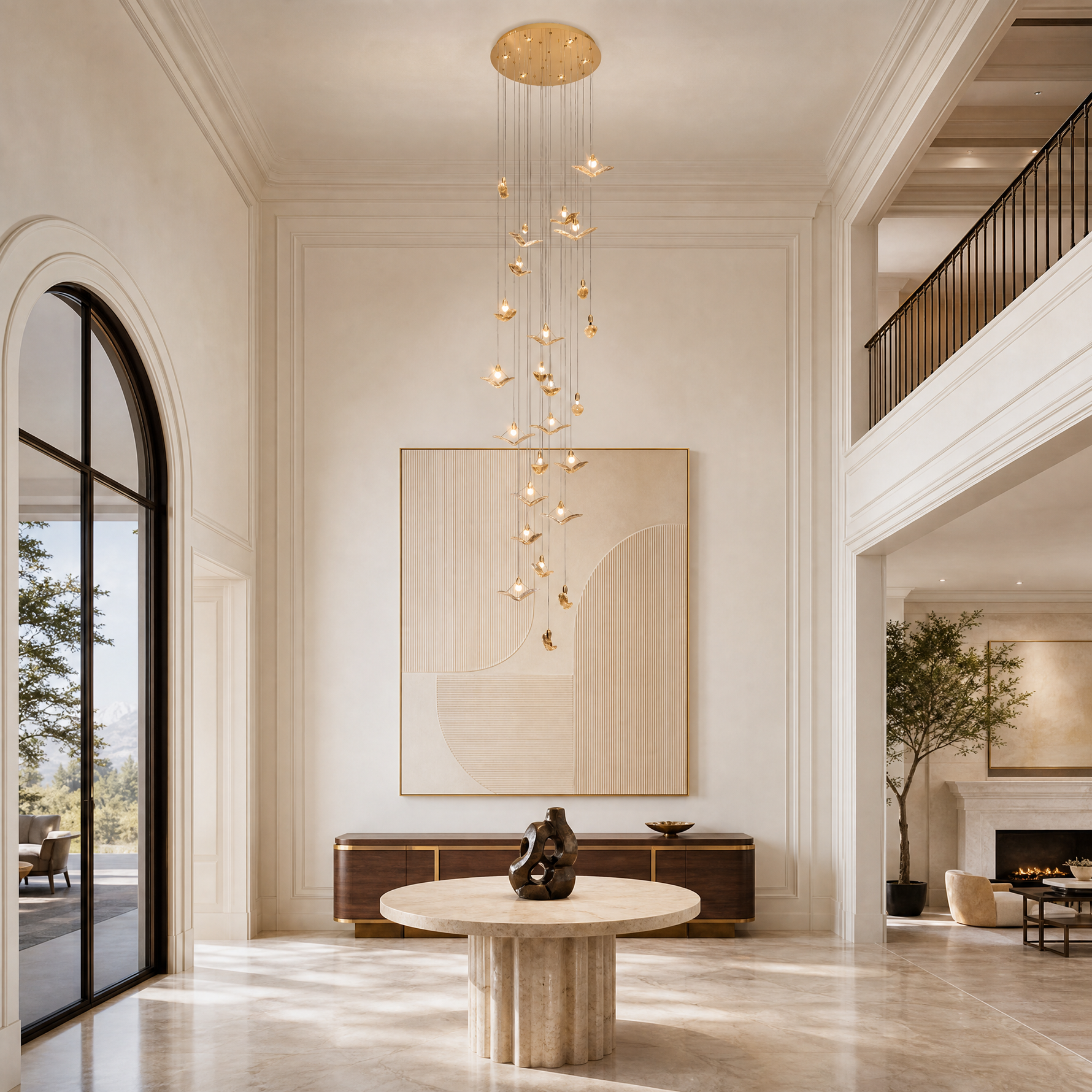 Crane Cascading Handmade Glass Chandelier