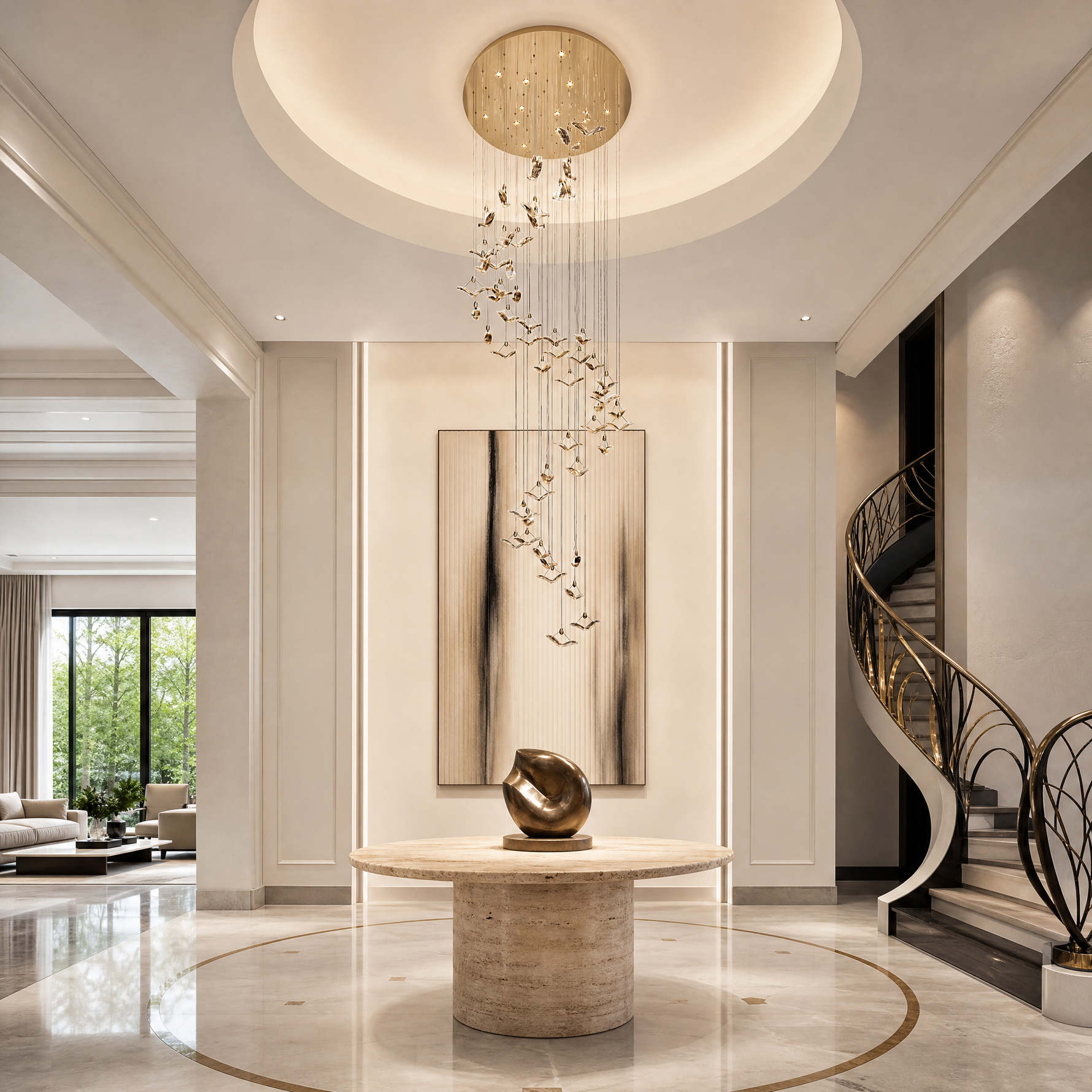 Crane Cascading Handmade Glass Chandelier