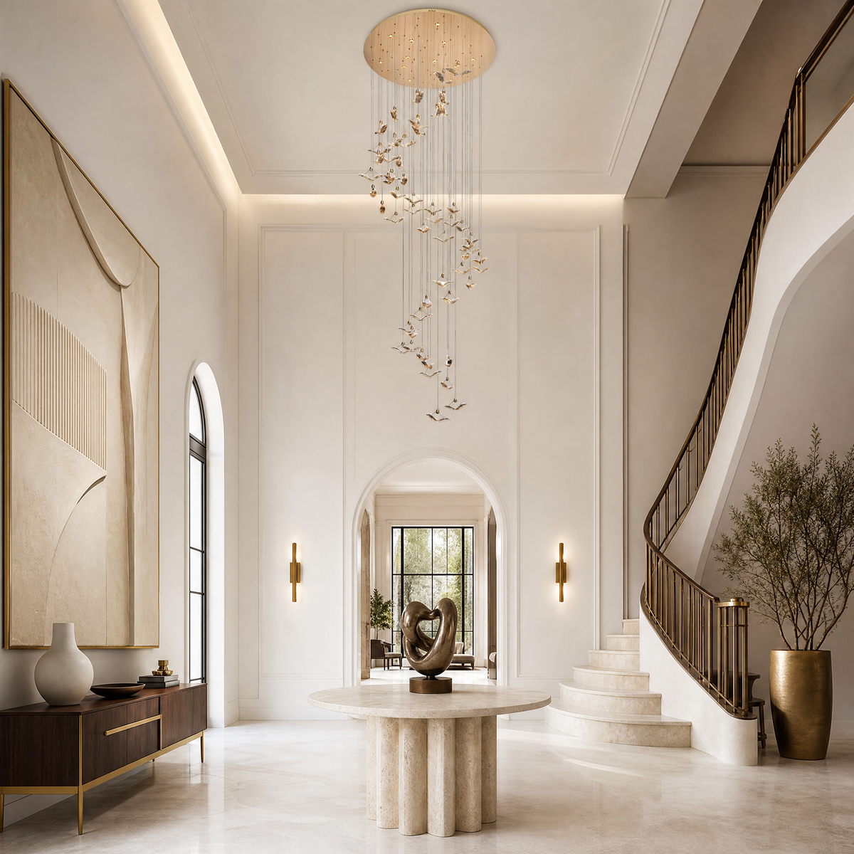 Crane Cascading Handmade Glass Chandelier