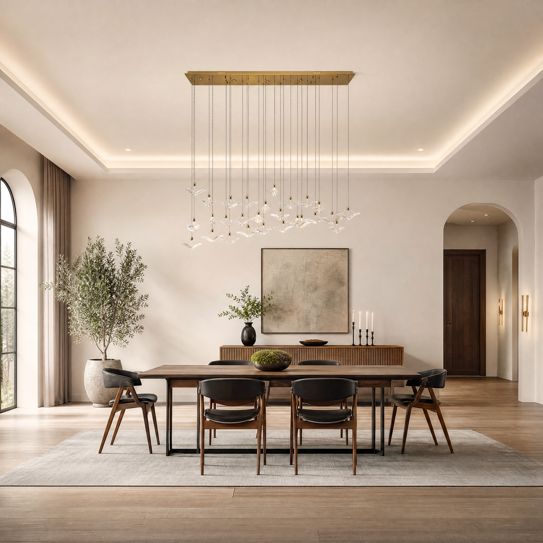 Crane Cascading Linear Glass Chandelier