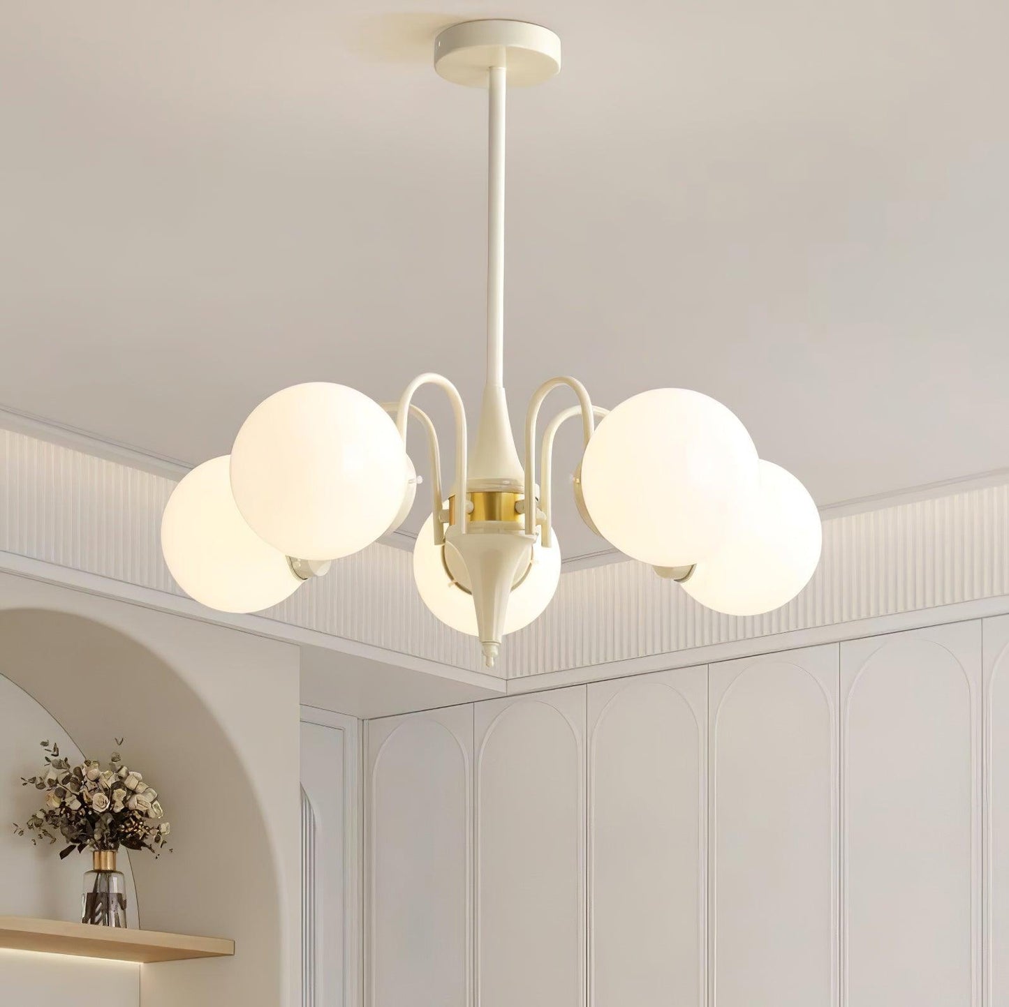 Cream Glass Ball Chandelier - YIOSI