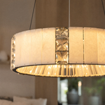 Cristallo Modern Alabaster Round Drum Chandelier