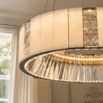 Cristallo Modern Alabaster Round Drum Chandelier