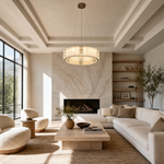 Cristallo Modern Alabaster Round Drum Chandelier