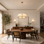 Cristallo Modern Alabaster Round Drum Chandelier