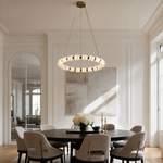 Crystal Chandelier Modern Brushed Brass Clear Crystal 23.6"-39.4" W for Dining Room