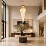 Crystal Spiral Chandelier – Gold Finish, 39‑in Diameter