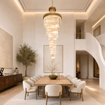 Crystal Spiral Chandelier – Gold Finish, 39‑in Diameter