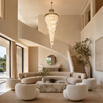 Crystal Spiral Chandelier – Gold Finish, 39‑in Diameter