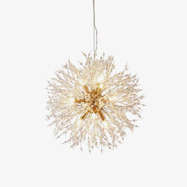 Elegant Gold Crystal Dandelion Chandelier with LED Lights