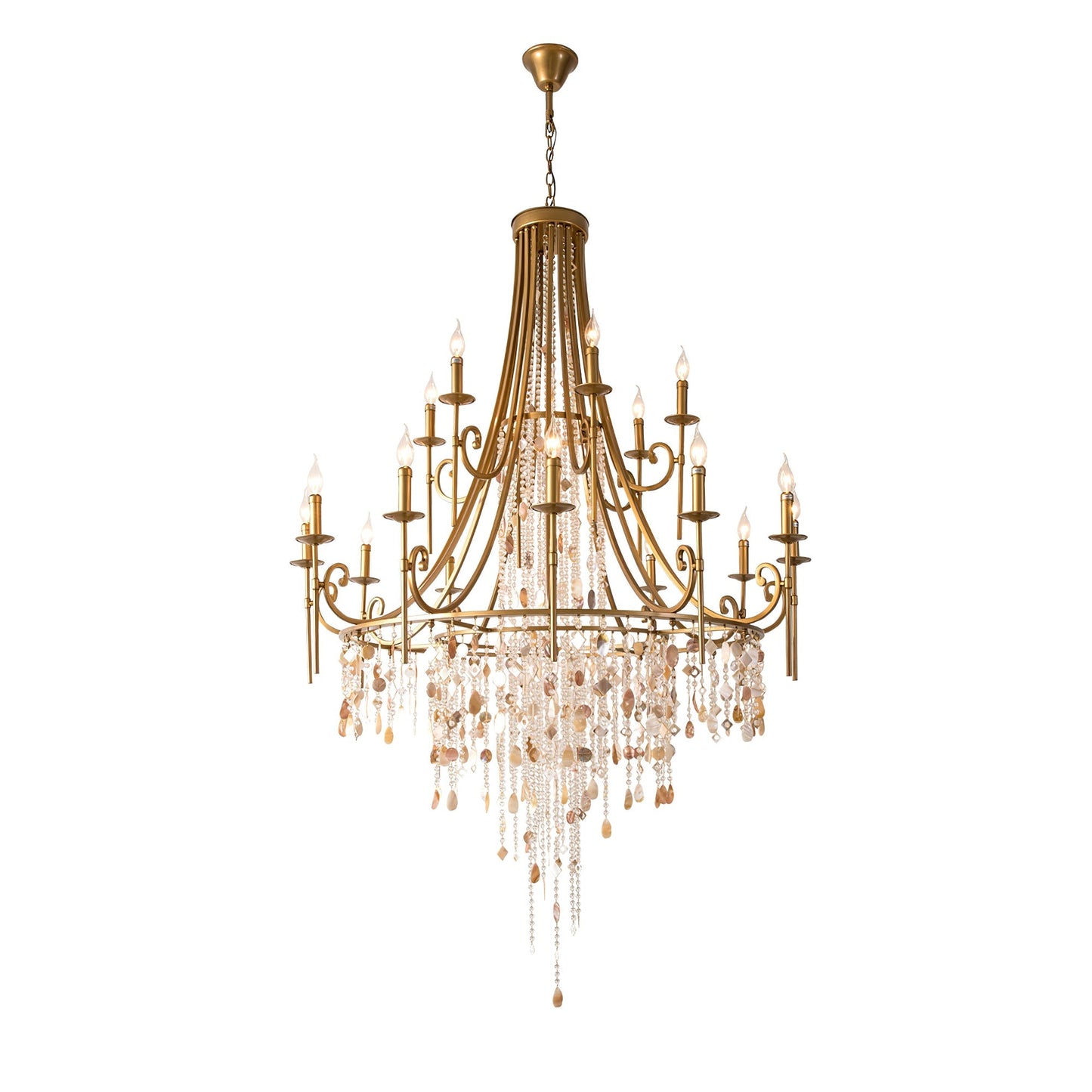 Tatum Lux Shell Crystal Chandelier – 21 Heads Copper