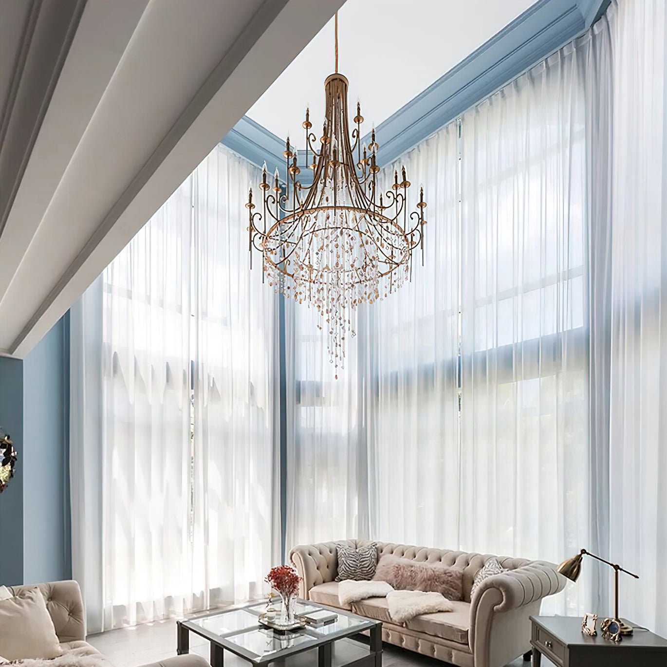 Tatum Lux Shell Crystal Chandelier – 21 Heads Copper