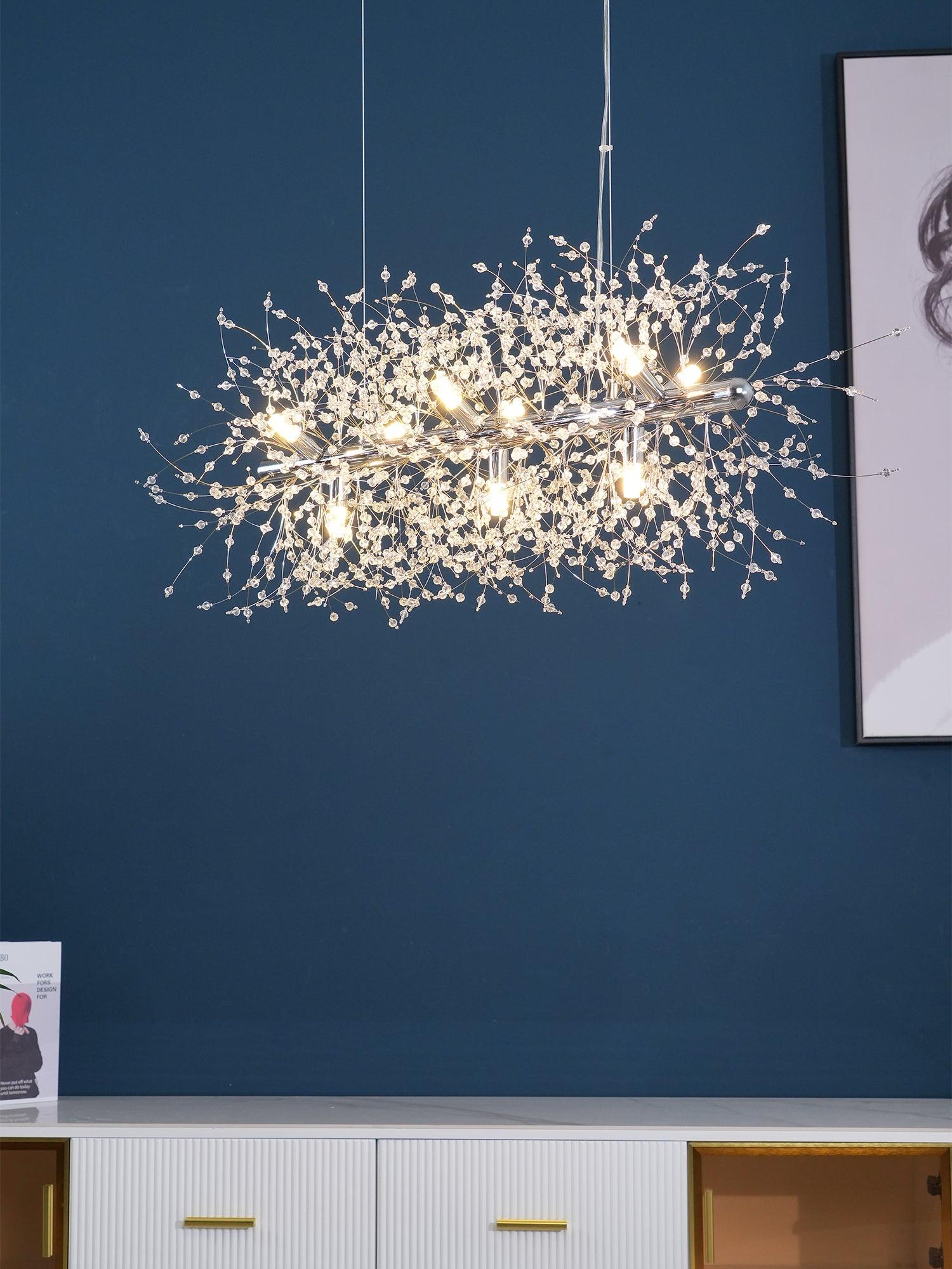 Elegant Gold Crystal Dandelion Chandelier with LED Lights