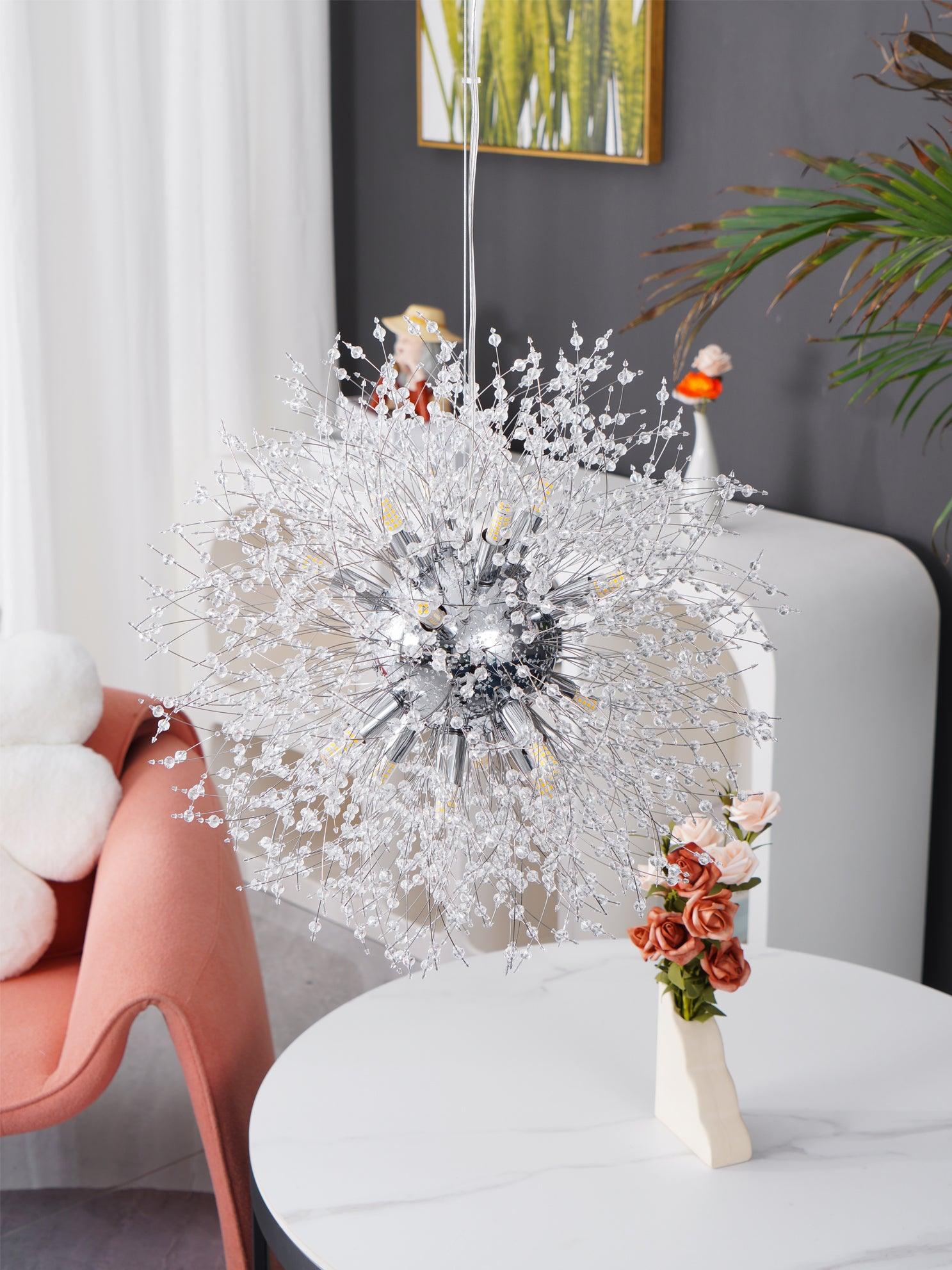 Elegant Gold Crystal Dandelion Chandelier with LED Lights