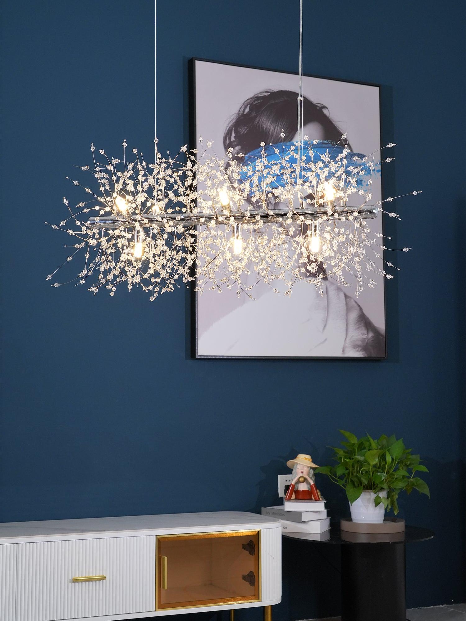 Elegant Gold Crystal Dandelion Chandelier with LED Lights