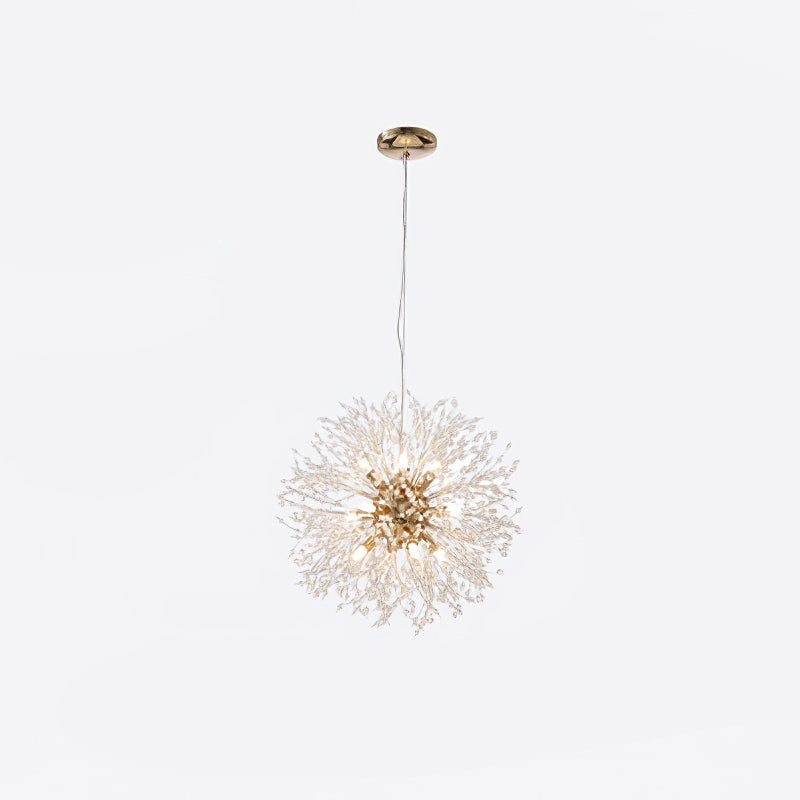 Elegant Gold Crystal Dandelion Chandelier with LED Lights